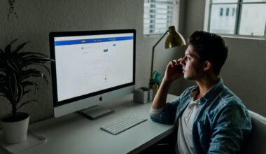 Jóven utilizando software de contabilidad