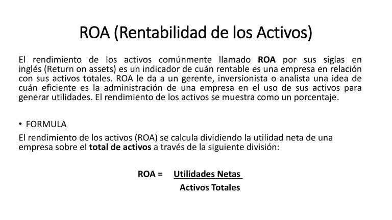 ¿Qué es la Rentabilidad del Activo Total (ROA)?