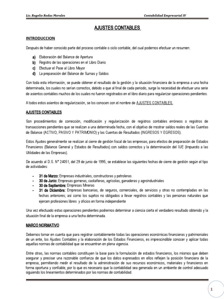 Pasos para Registrar Ajustes Contables Periódicos